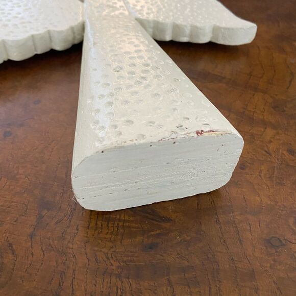 Set of three vintage modernist mid century carved wood Christmas angels white - Picture 4 of 5